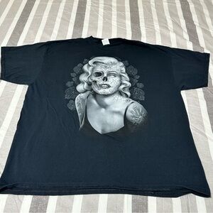 Vintage Men’s 2XL Marilyn Monroe Tattoo Skull Skeleton Fruit Of The Loom T-Shirt